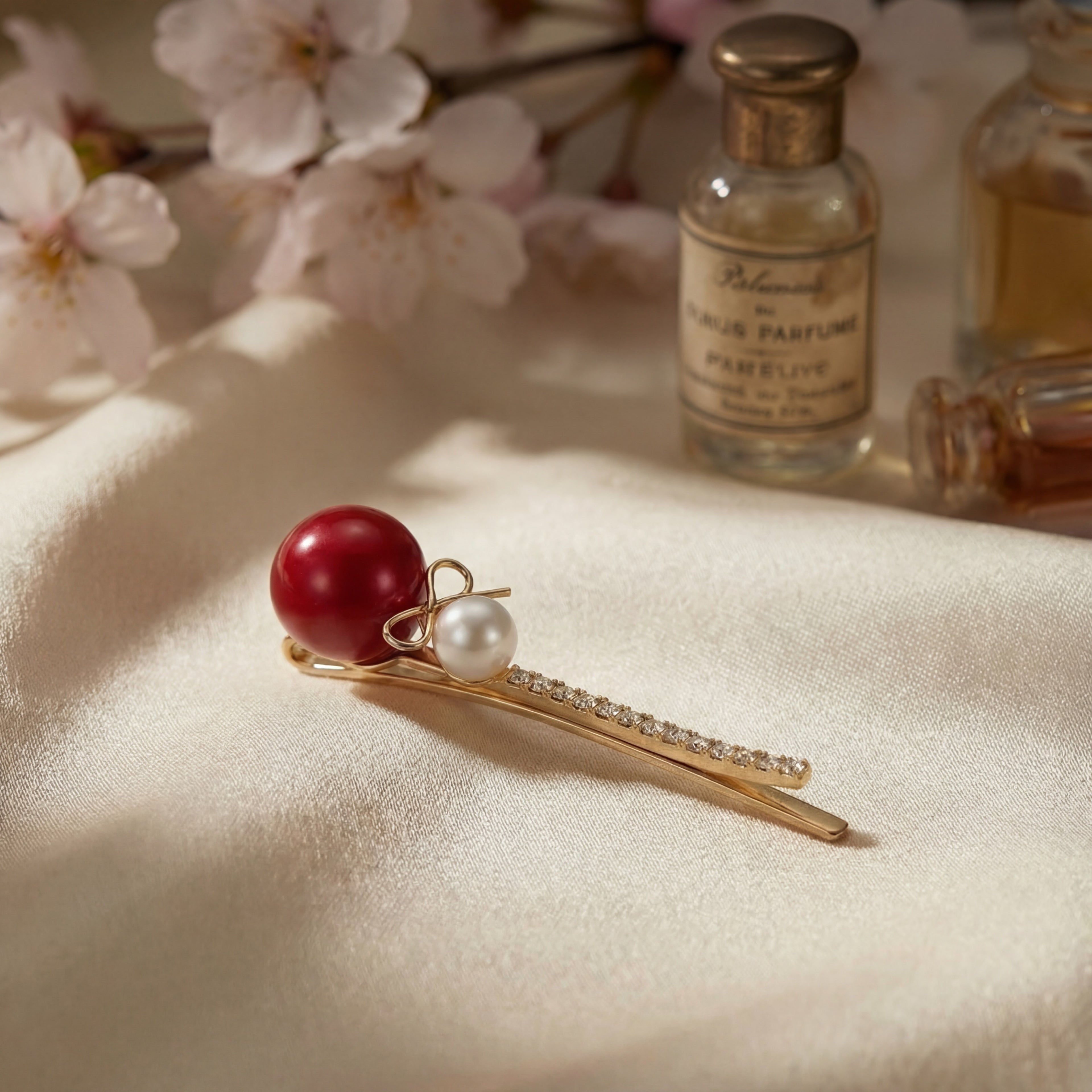 Korean Crimson Peral Bobby Pin : YUFSHR205