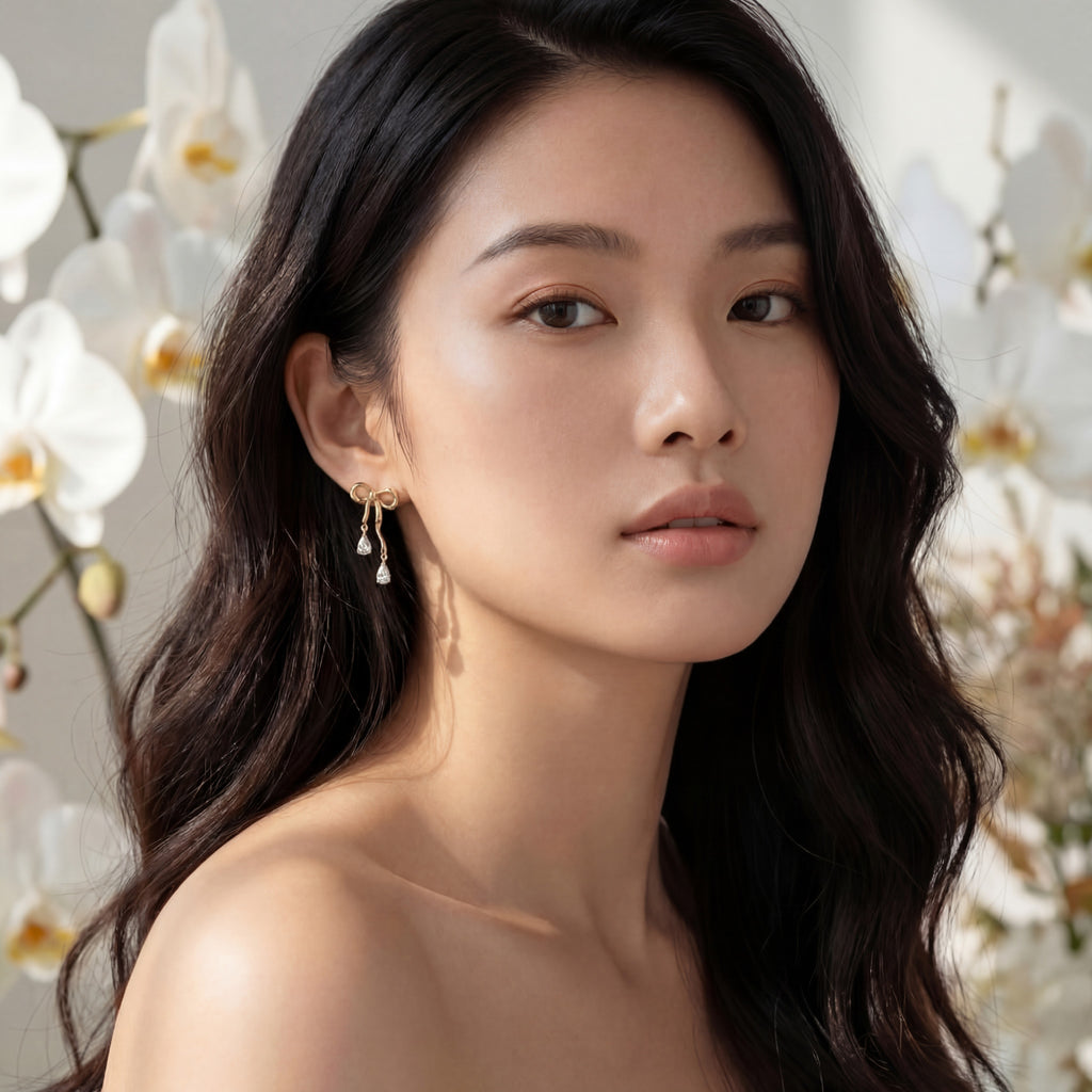Korean Gilded Ribbon Crystal Drops