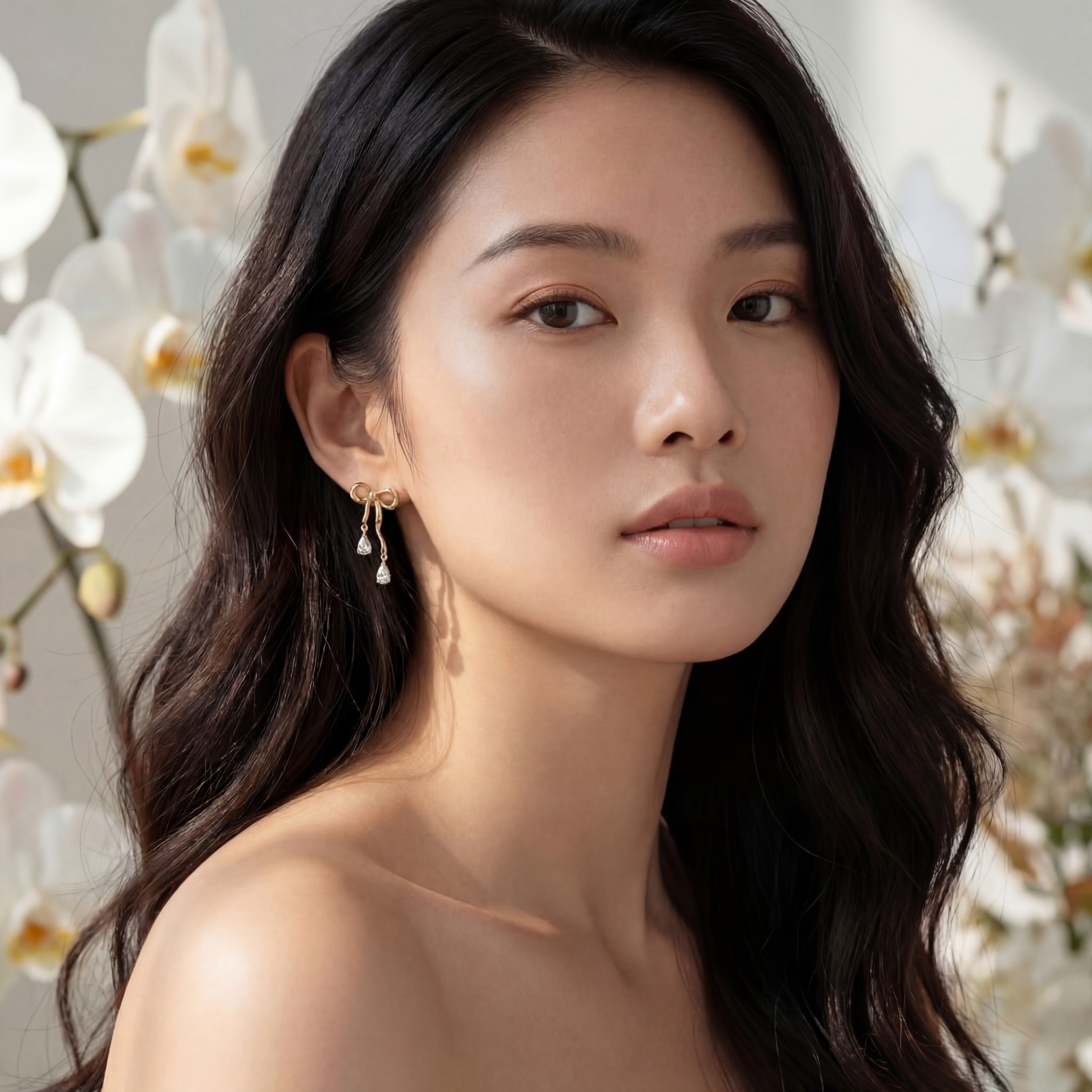 Korean Gilded Ribbon Crystal Drops