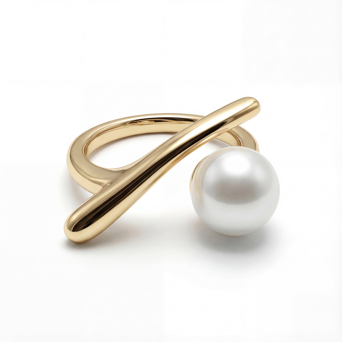 Korean Contemporary Pearl Bypass Ring : YUFSRG212-YG