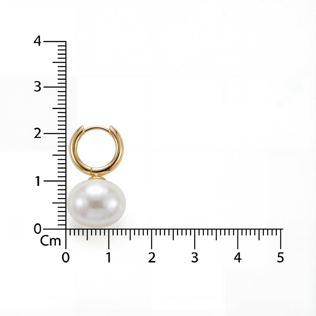 Korean Baroque Pearl Huggie Hoops : YUFSER266