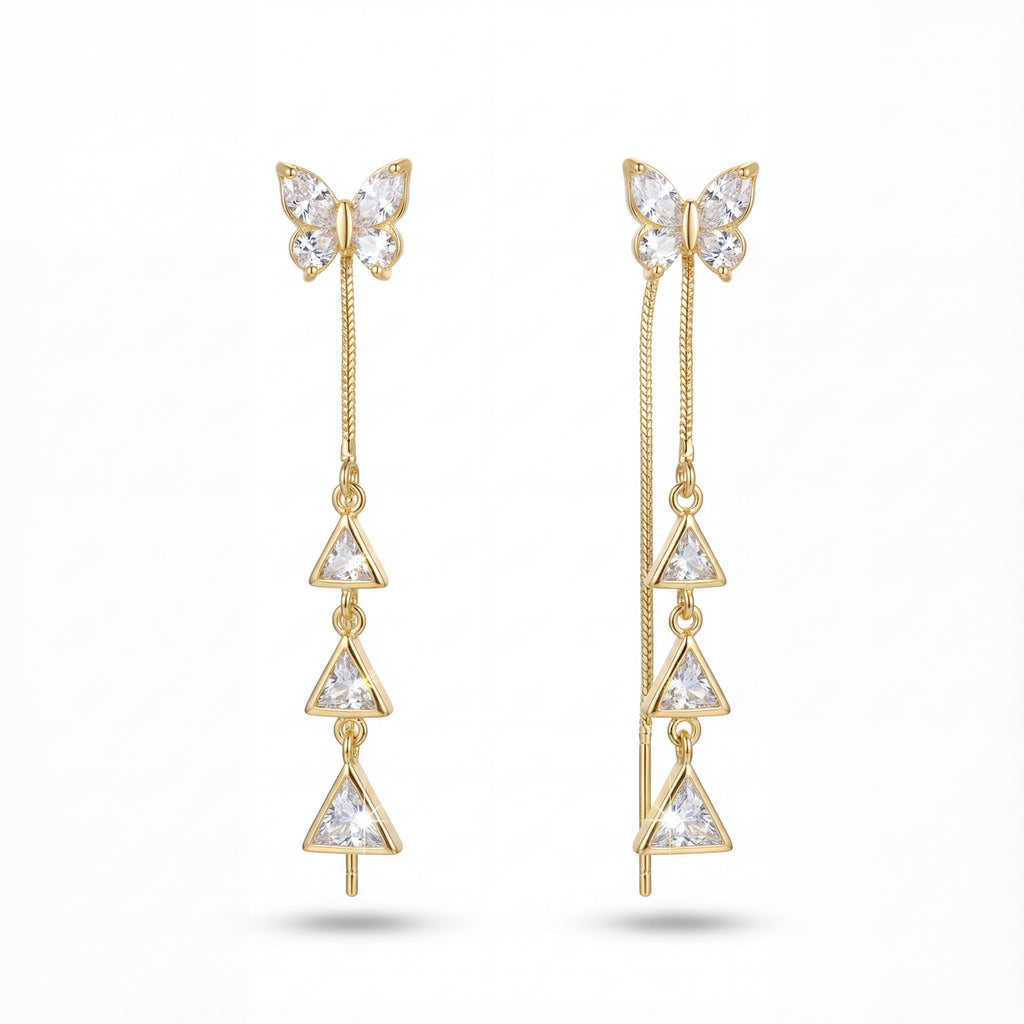 Korean Monarch Tiered Crystal Drop Earrings : YUFSER269