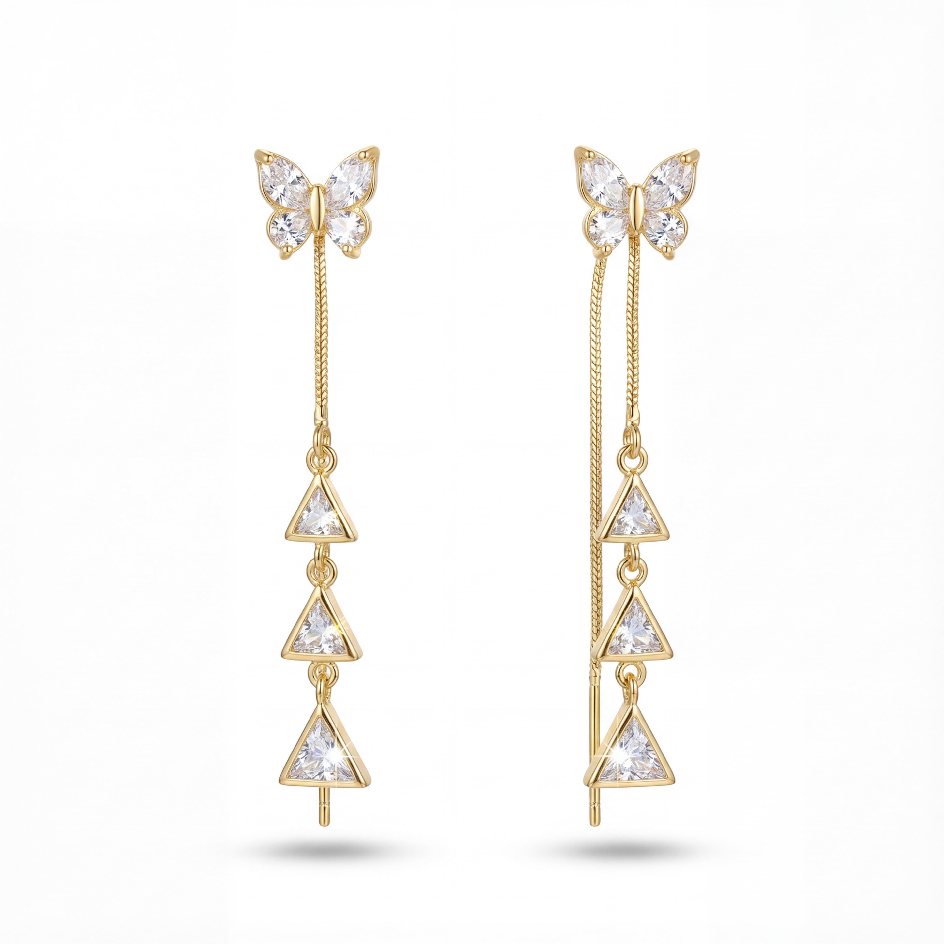 Korean Monarch Tiered Crystal Drop Earrings : YUFSER269