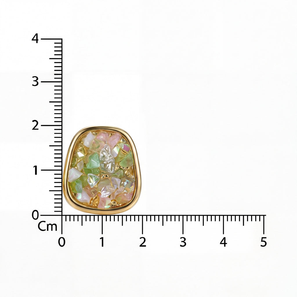 Korean Mosaic Stone Geometric Earrings : YUFSER253