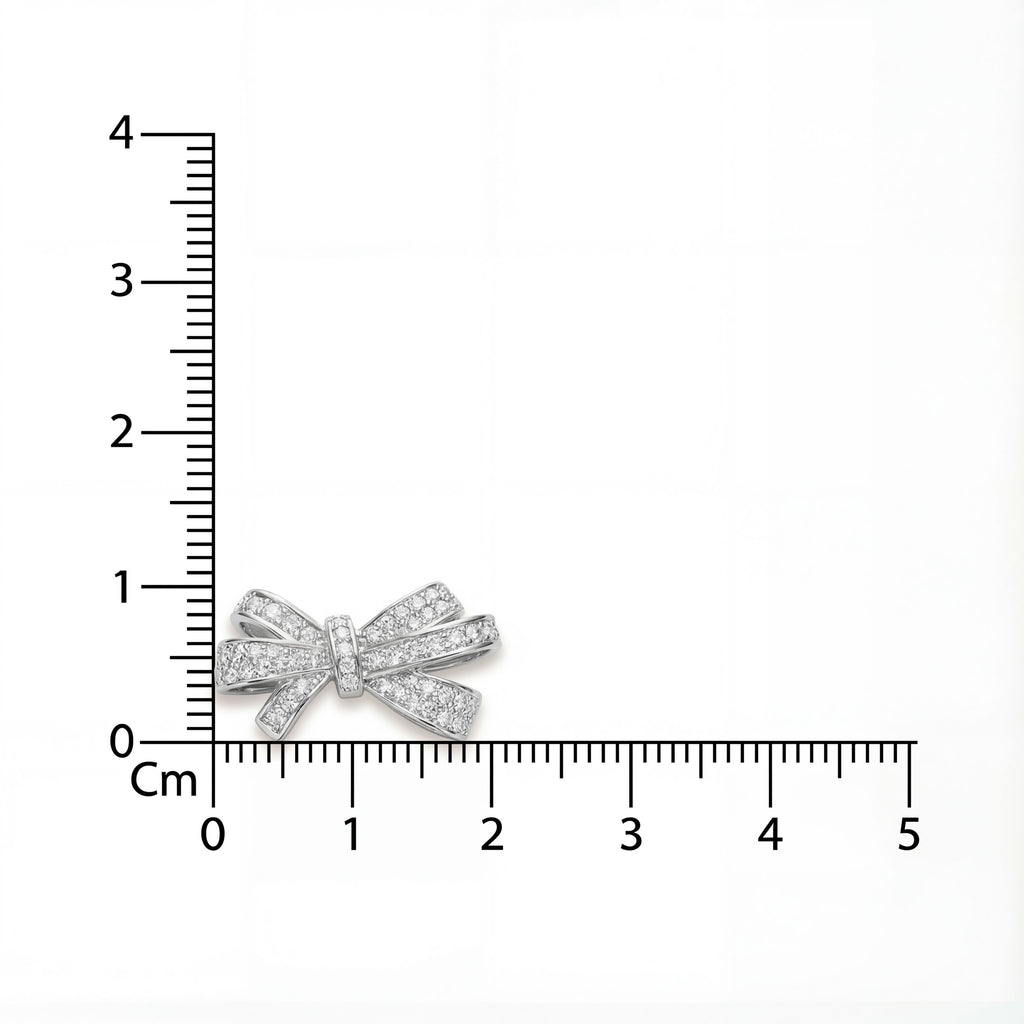 Korean Radiant Pave Bow Pearl Necklace : YUFSNL247