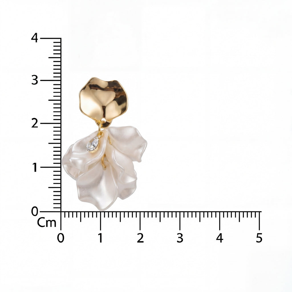 Korean Ethereal Cascading Petal Drop Earrings : YUFSER244