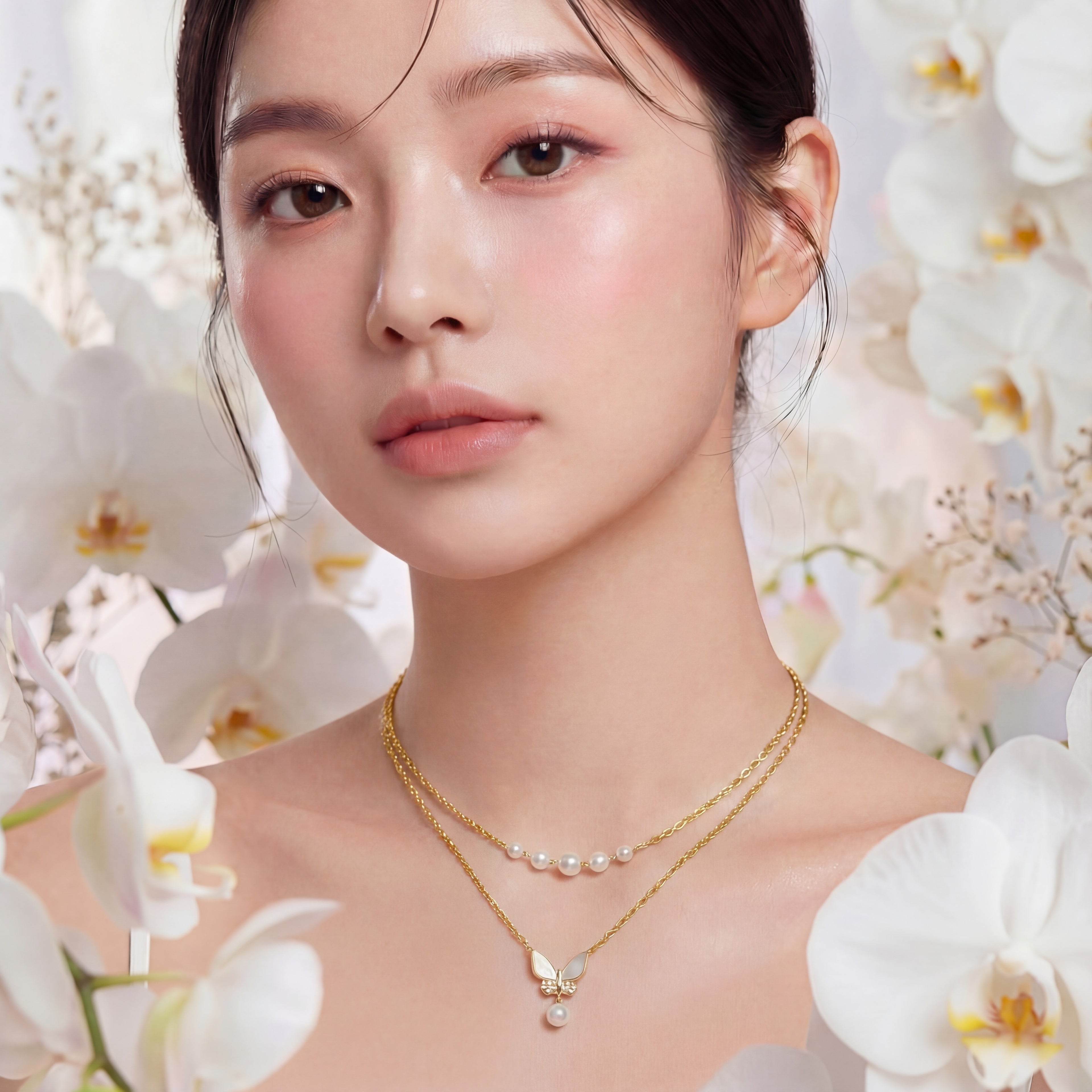 The Mariposa Layered Pearl & Butterfly Necklace