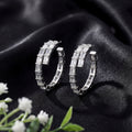 Korean Baguette Crystal Hoop Earrings : YUFSER265