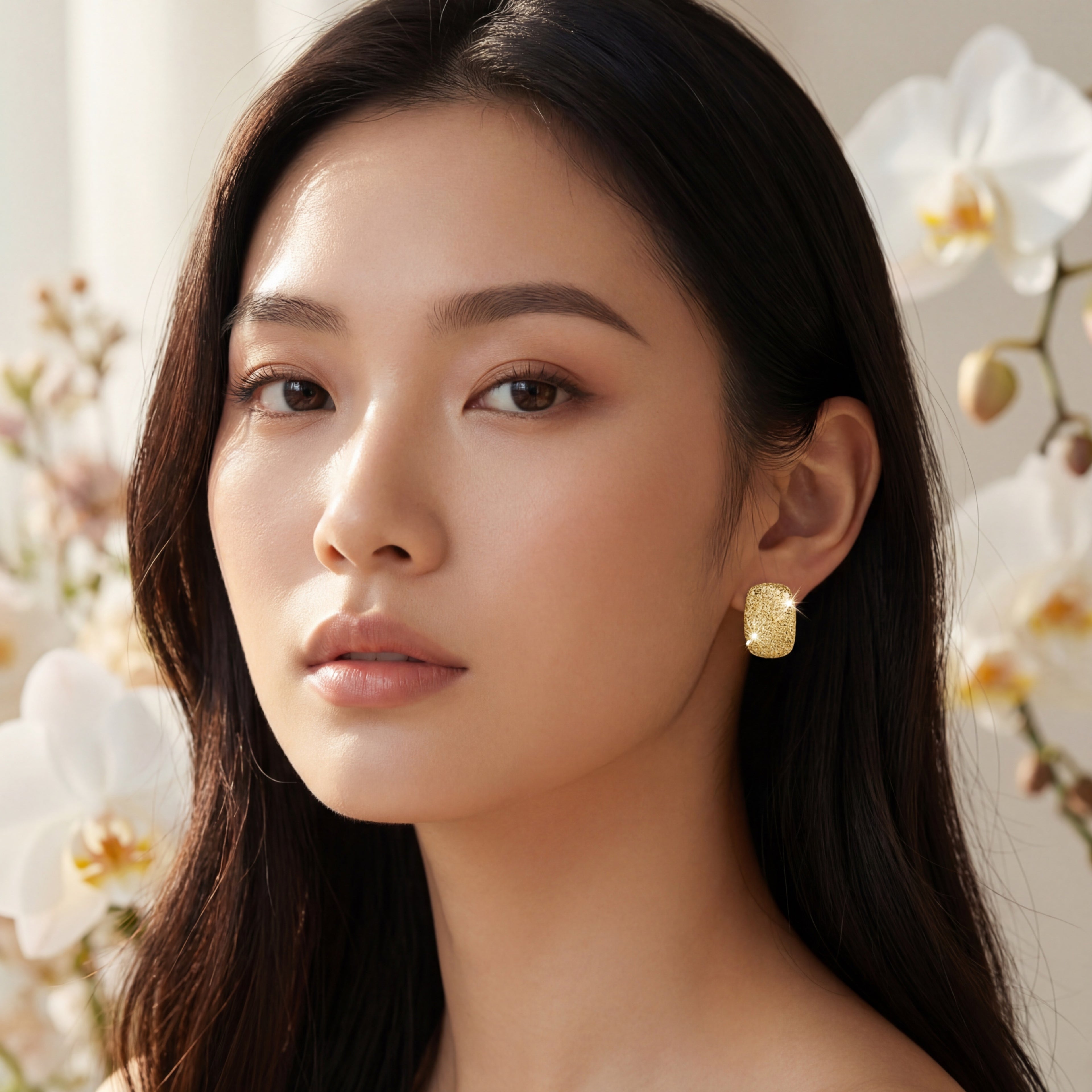 Korean Gilded Rectangular Studs : YUFSER261