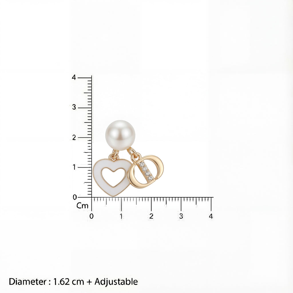 Korean Heart & Pearl Double-Sided Studs : YUFSER239
