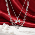 Korean Ocean Muse Triple-Strand Starfish & Pearl Statement Necklace : YUFSNL238