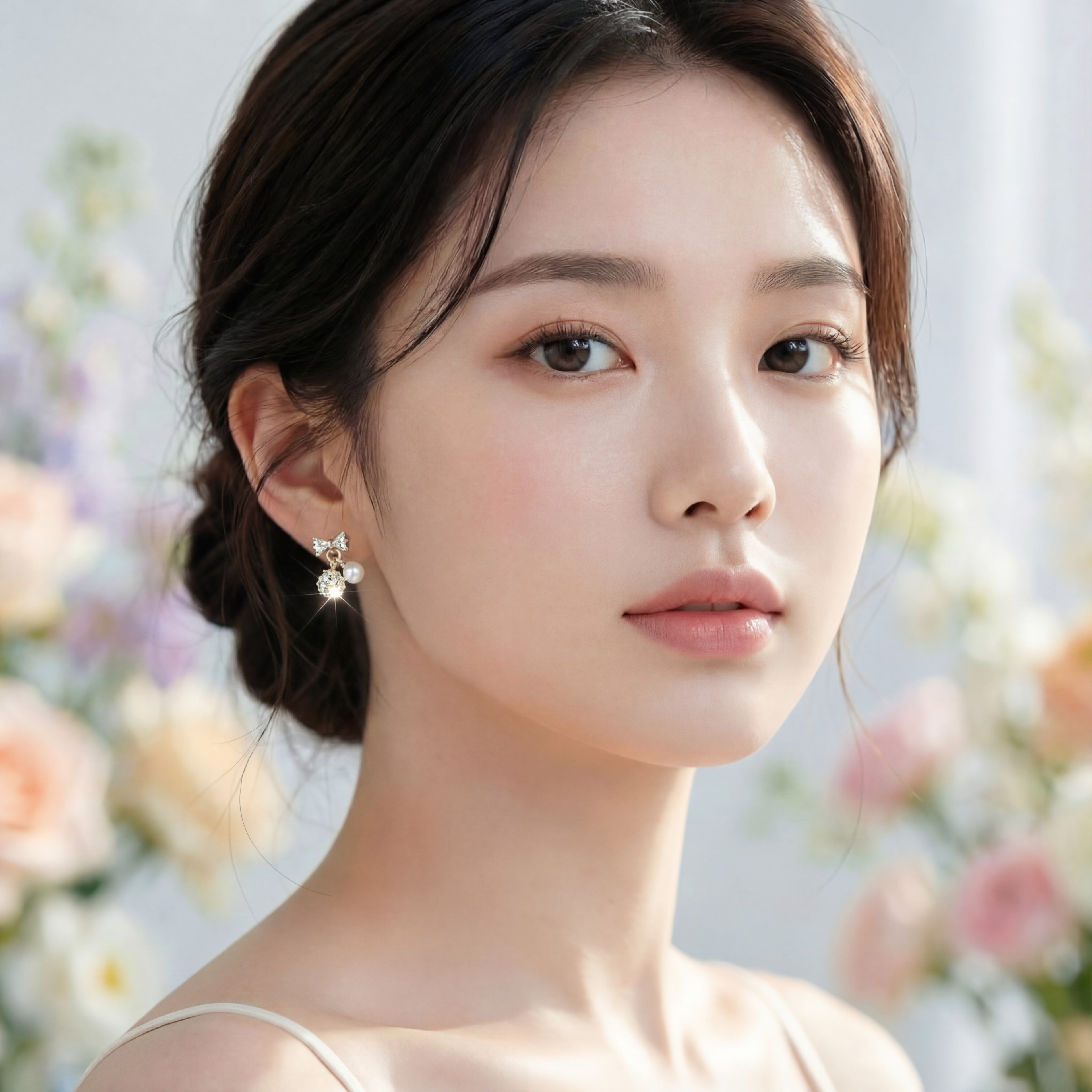 Korean Gilded Pearl Bow Stud Earrings.