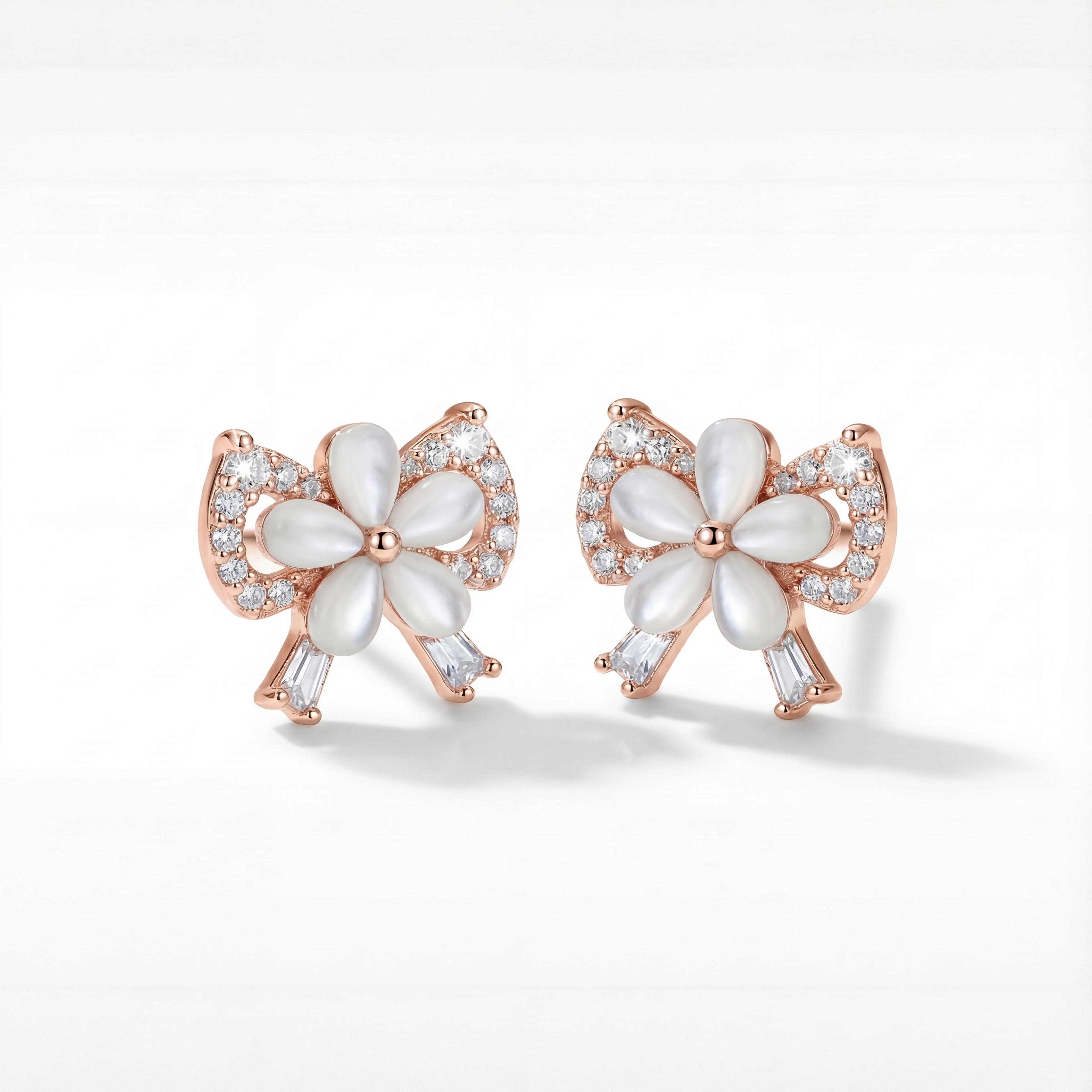 Korean Dainty Petal Bow Studs : YUFSER205