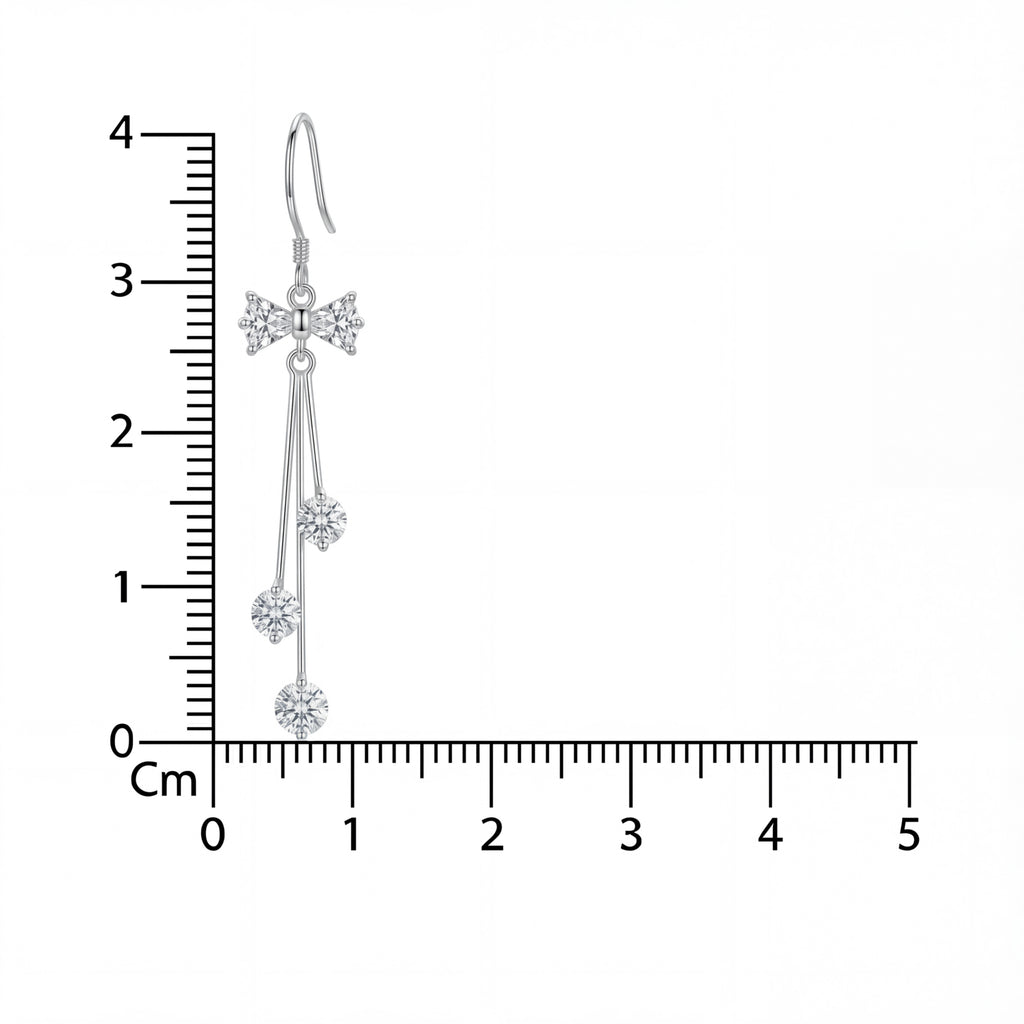 Korean Moonlight Bow Cascade Earrings : YUFSER245