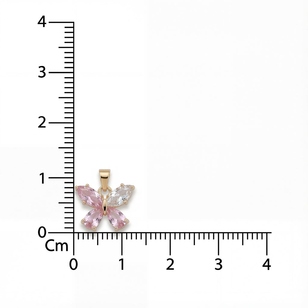 Korean Pink Crystal Butterfly Pearl Choker : YUFSNL249