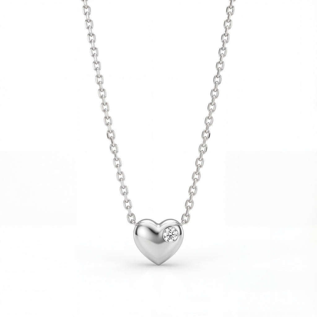 Korean Heart Studded Necklace : YUFSNL203