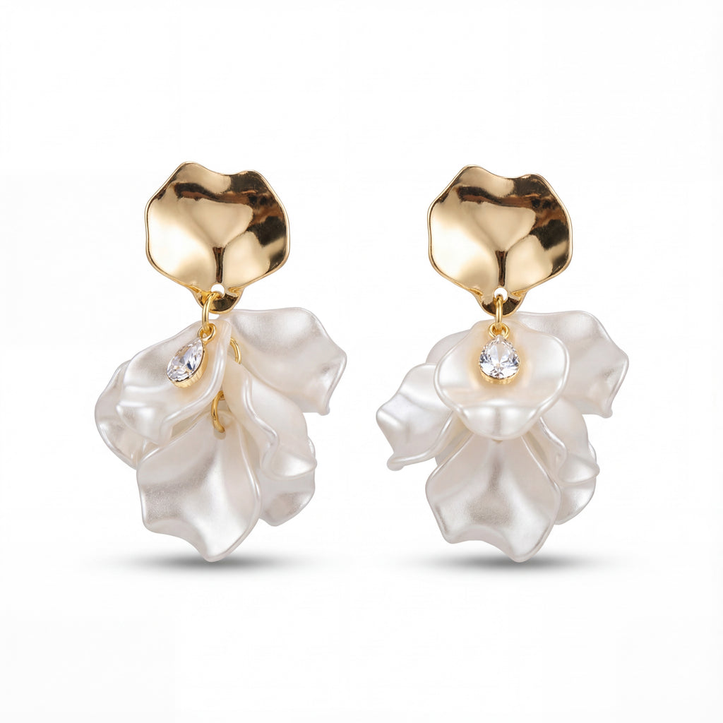 Korean Ethereal Cascading Petal Drop Earrings : YUFSER244