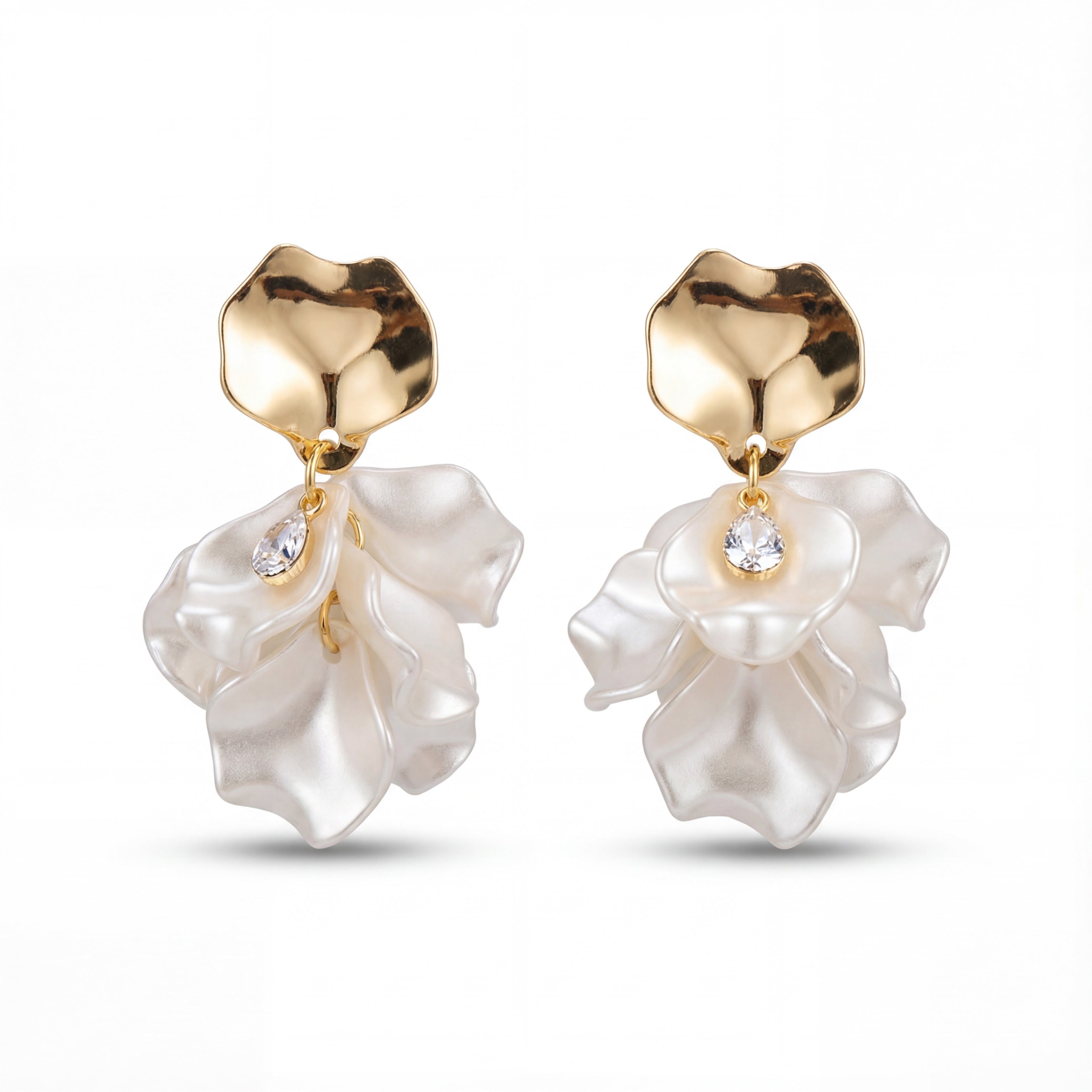 Korean Ethereal Cascading Petal Drop Earrings : YUFSER244