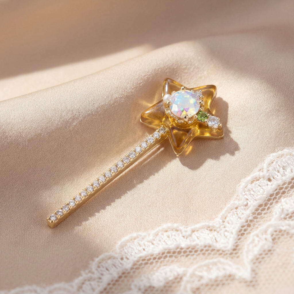 Korean Celestial Star Wand Jeweled Bobby Pin : YUFSHR207
