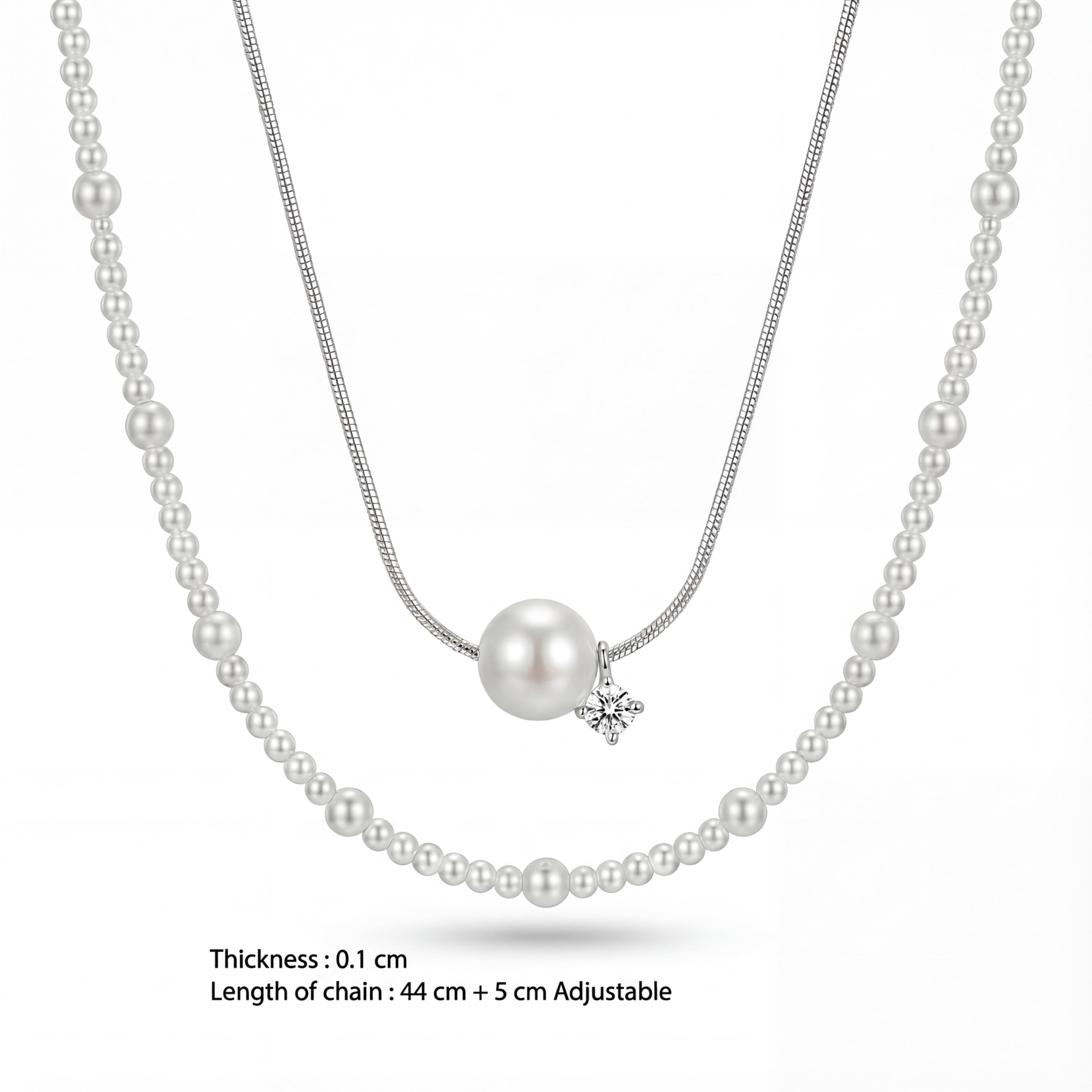 Korean Starlight Symphony Double-Layer Pearl Necklace : YUFSNL241