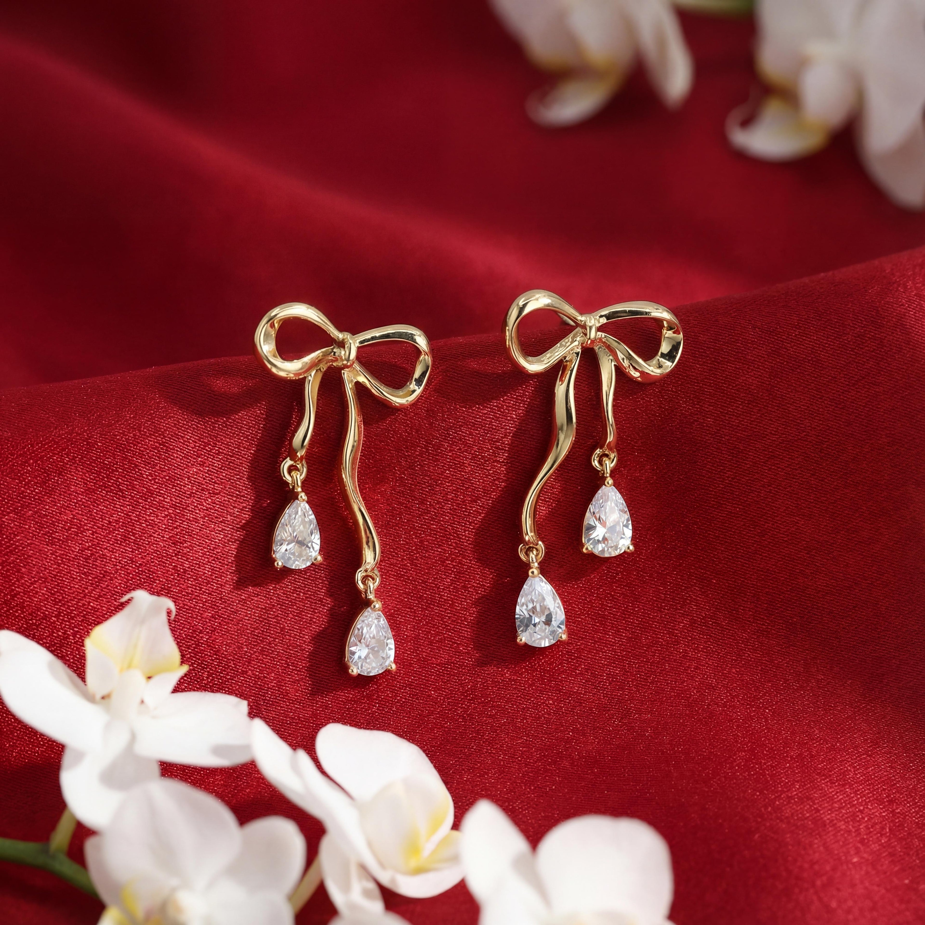 Korean Gilded Ribbon Crystal Drops : YUFSER222