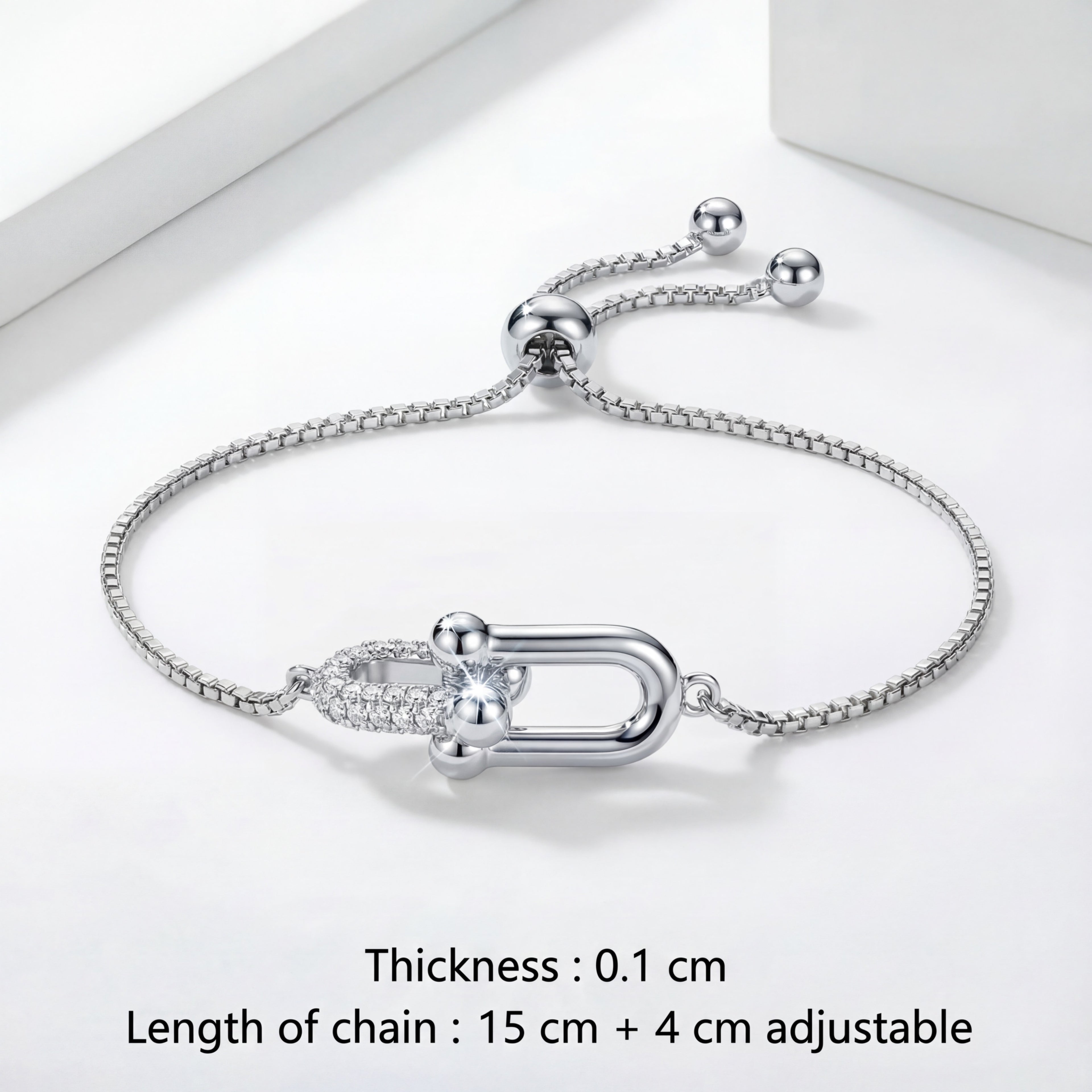 Korean Pavé Link Hardware Bolo Bracelet : YUFSBR210