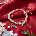 Korean Azure Mermaid & Star Layered Charm Bracelet : YUFSBR222