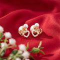 Korean Heart & Pearl Double-Sided Studs : YUFSER239