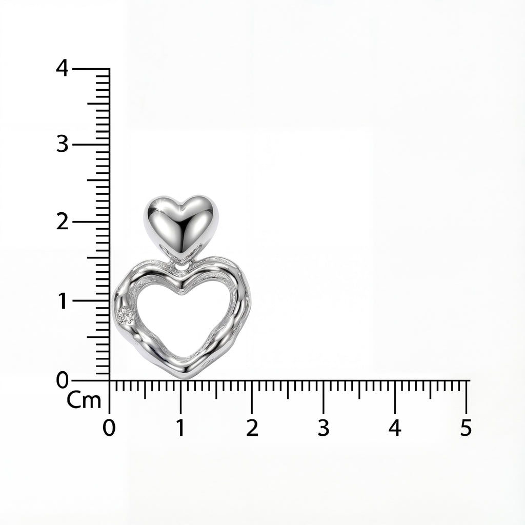 Korean Abstract Double Heart Dangles : YUFSER267