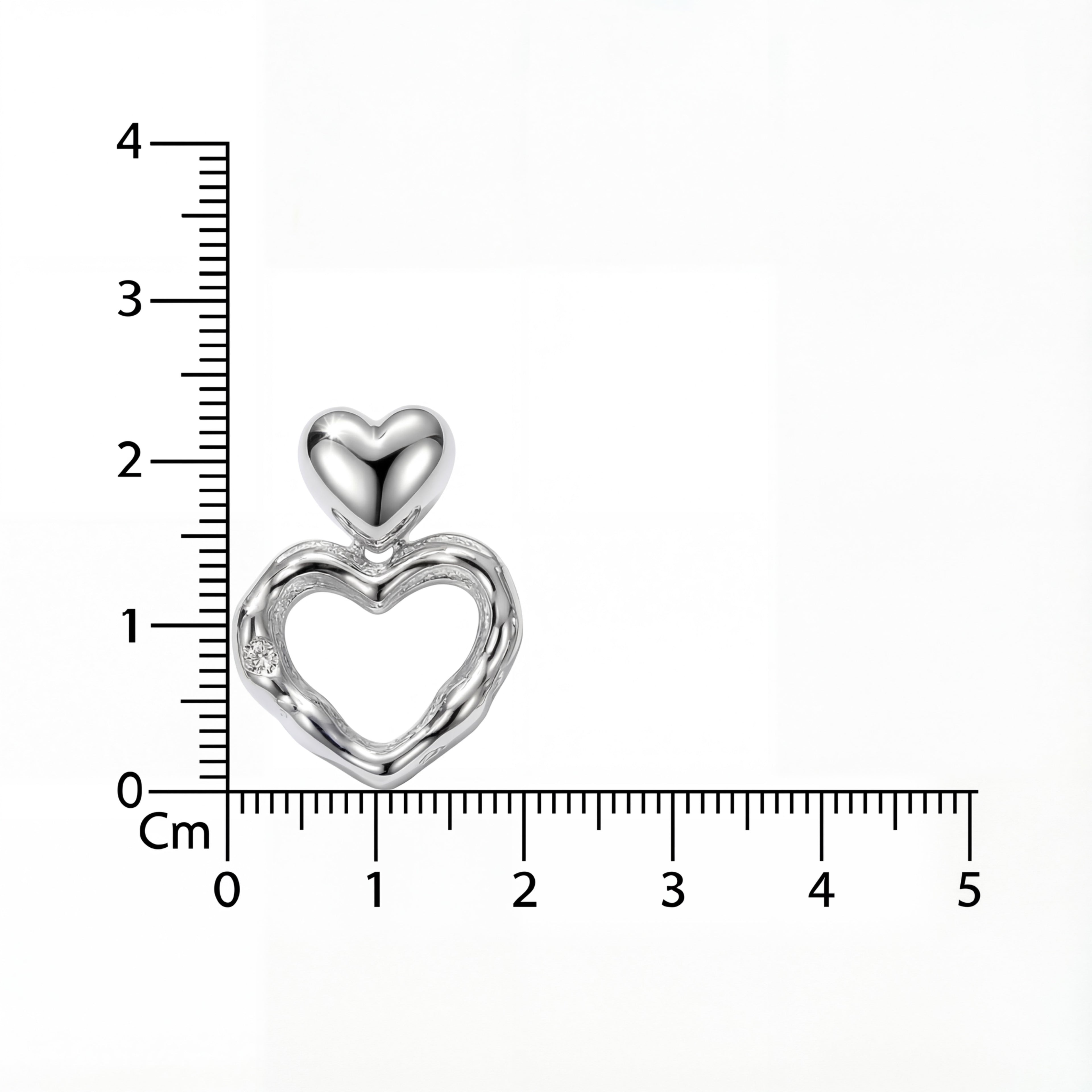 Korean Abstract Double Heart Dangles : YUFSER267