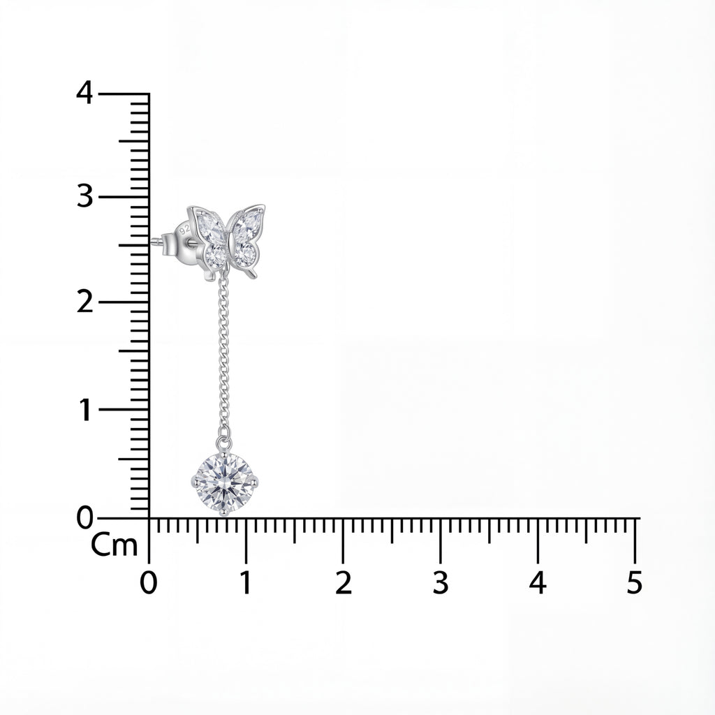 Korean Crystal Butterfly & Pavé Sphere Drop Earrings : YUFSER264