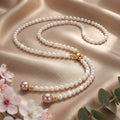Korean Mauve Drop Pearl Lariat : YUFSNL257