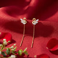 Korean Swan Crystal Threader Earrings : YUFSER270