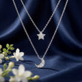 Korean Star & Crescent Moon Layered Pendant : YUFSNL232