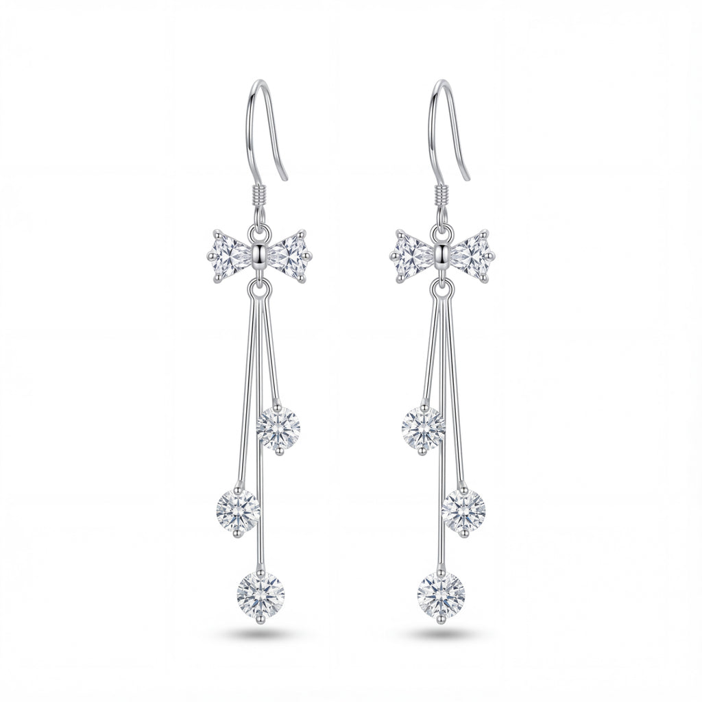 Korean Moonlight Bow Cascade Earrings : YUFSER245