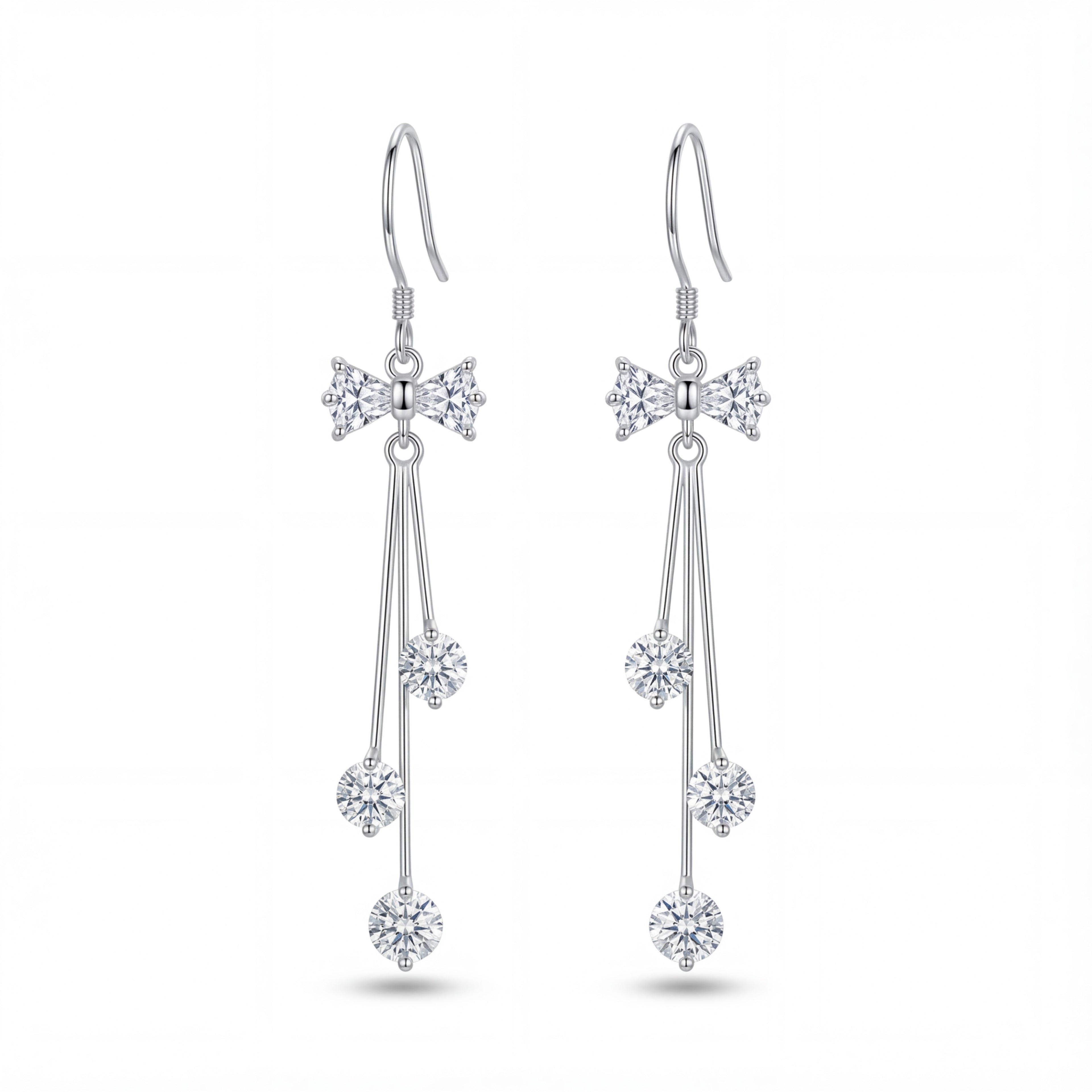 Korean Moonlight Bow Cascade Earrings : YUFSER245