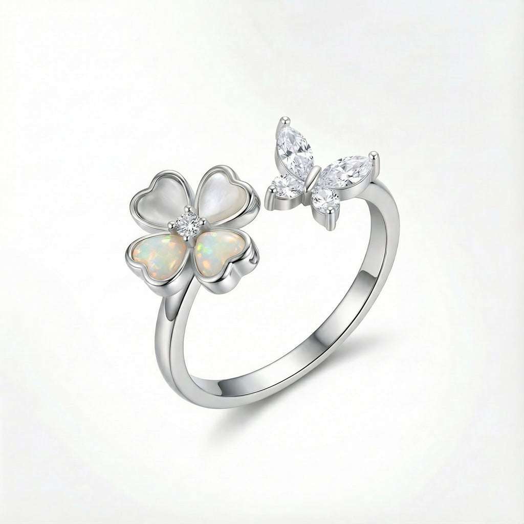 Korean Spinner  Clover & Butterfly Fidget Ring : YUFSRG201