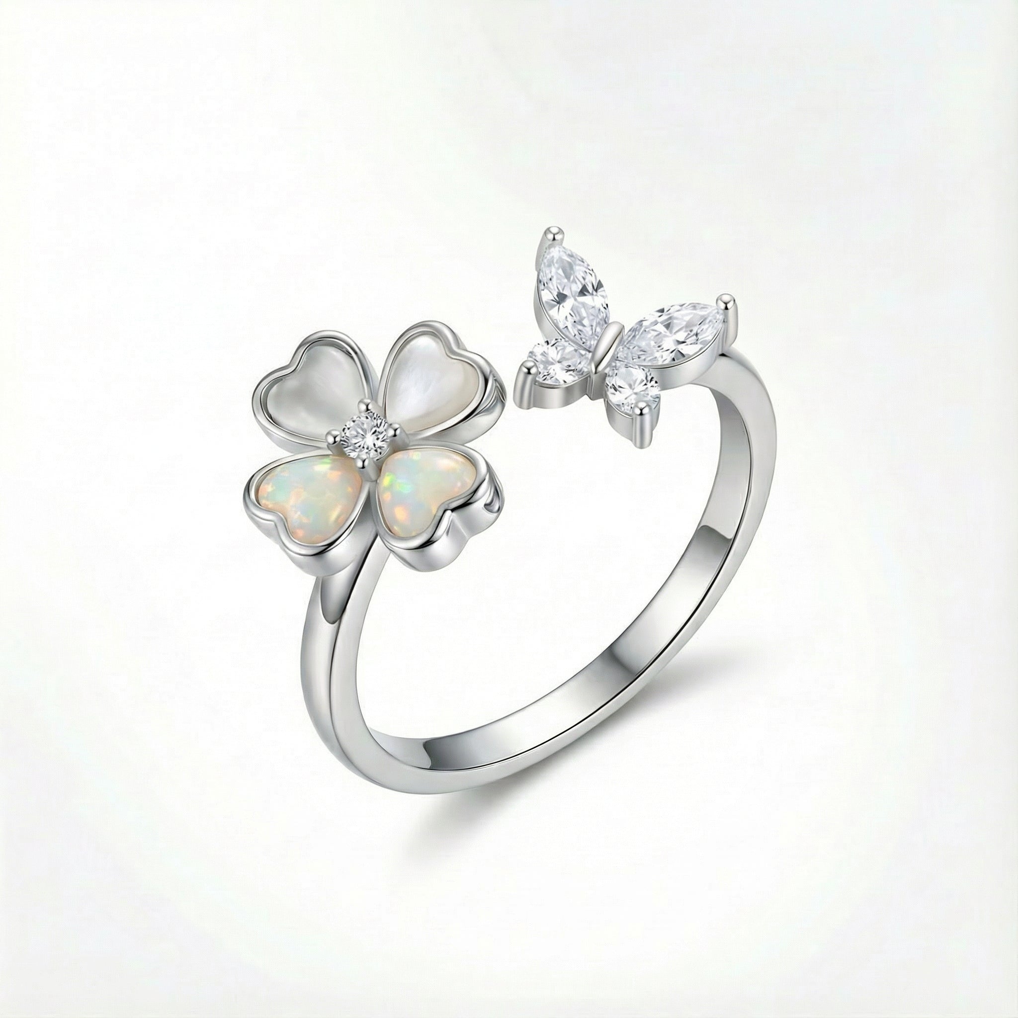 Korean Spinner  Clover & Butterfly Fidget Ring : YUFSRG201