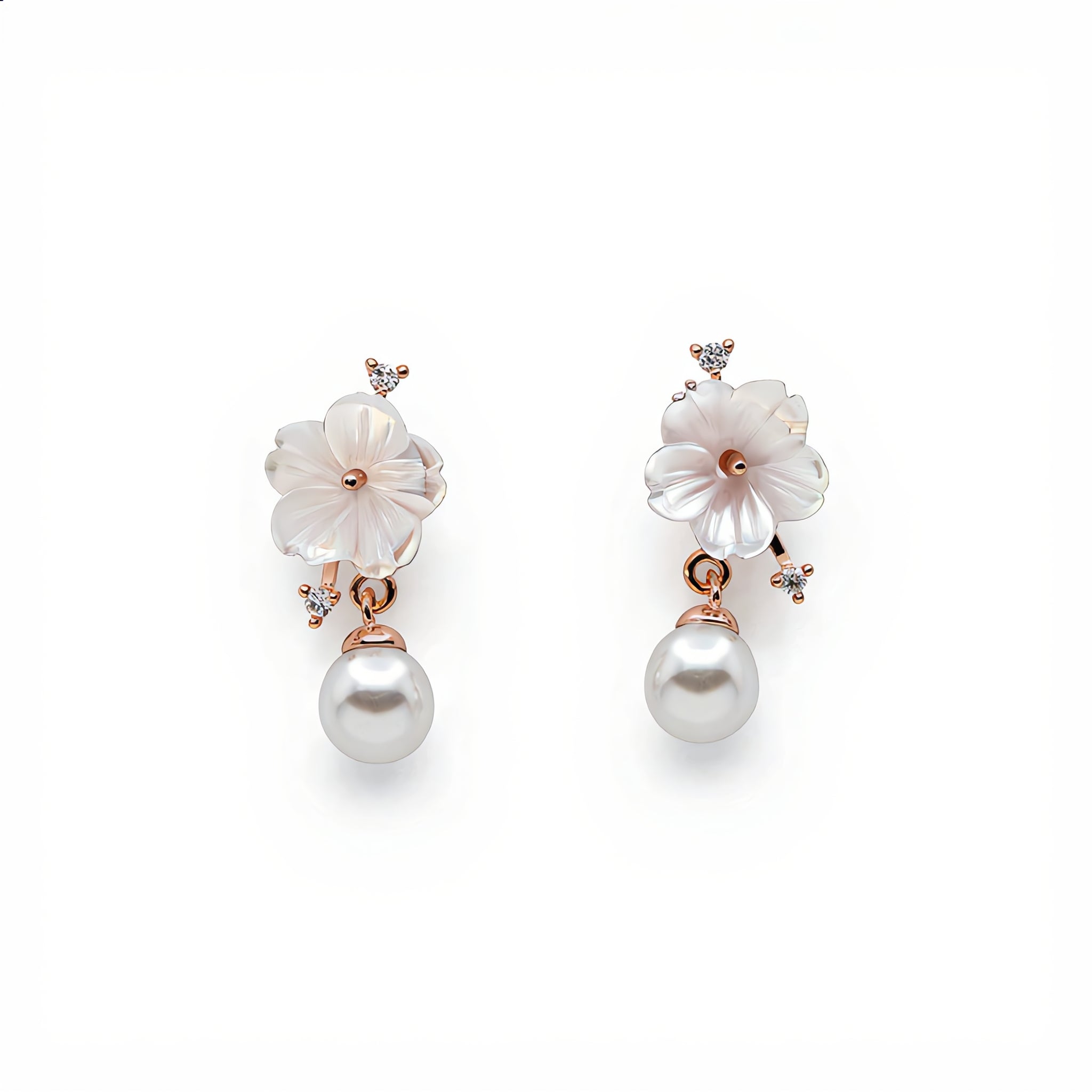Flower Pearl Drop Earrings.