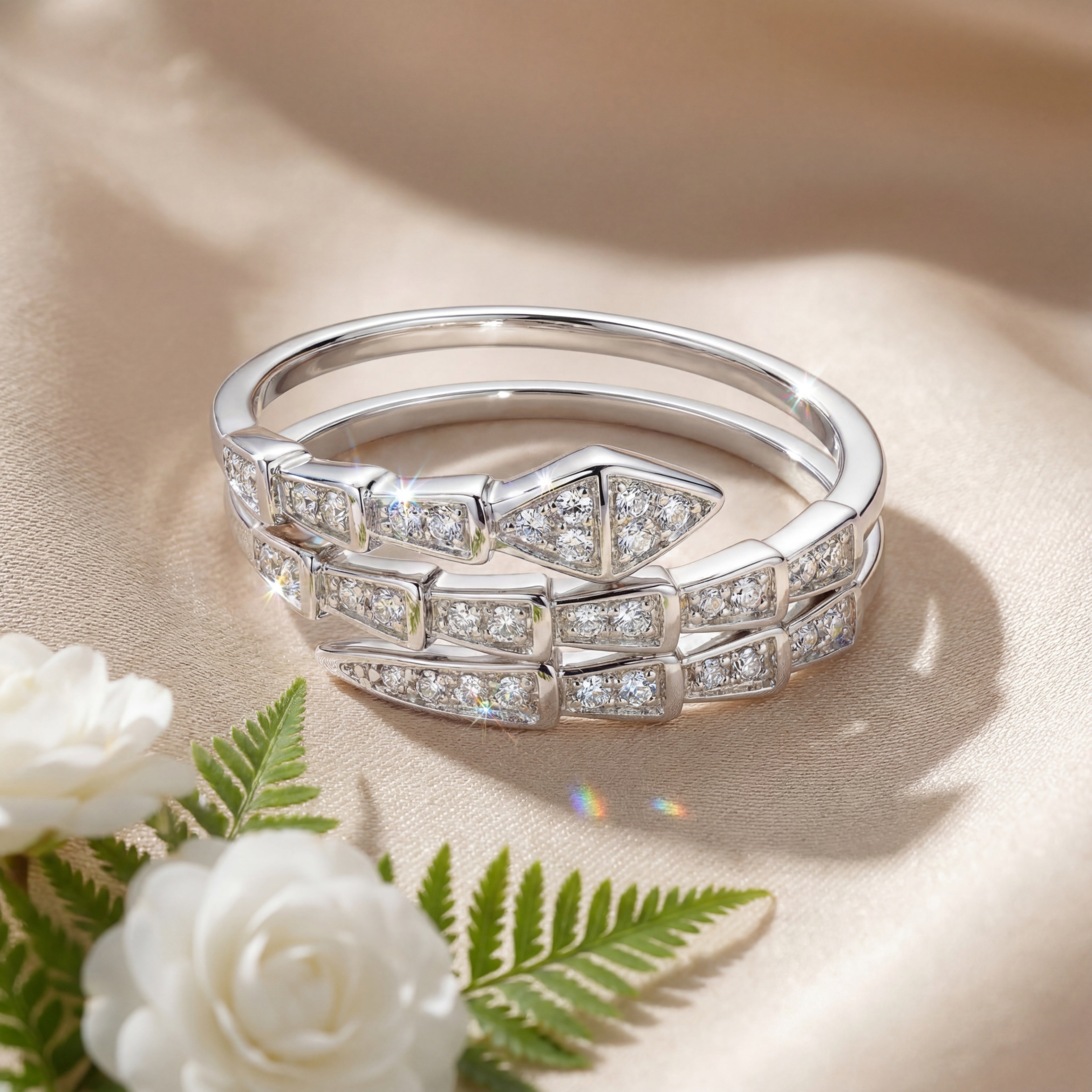Korean Geometric Triple-Layer Sparkle Band : YUFSRG003-SL
