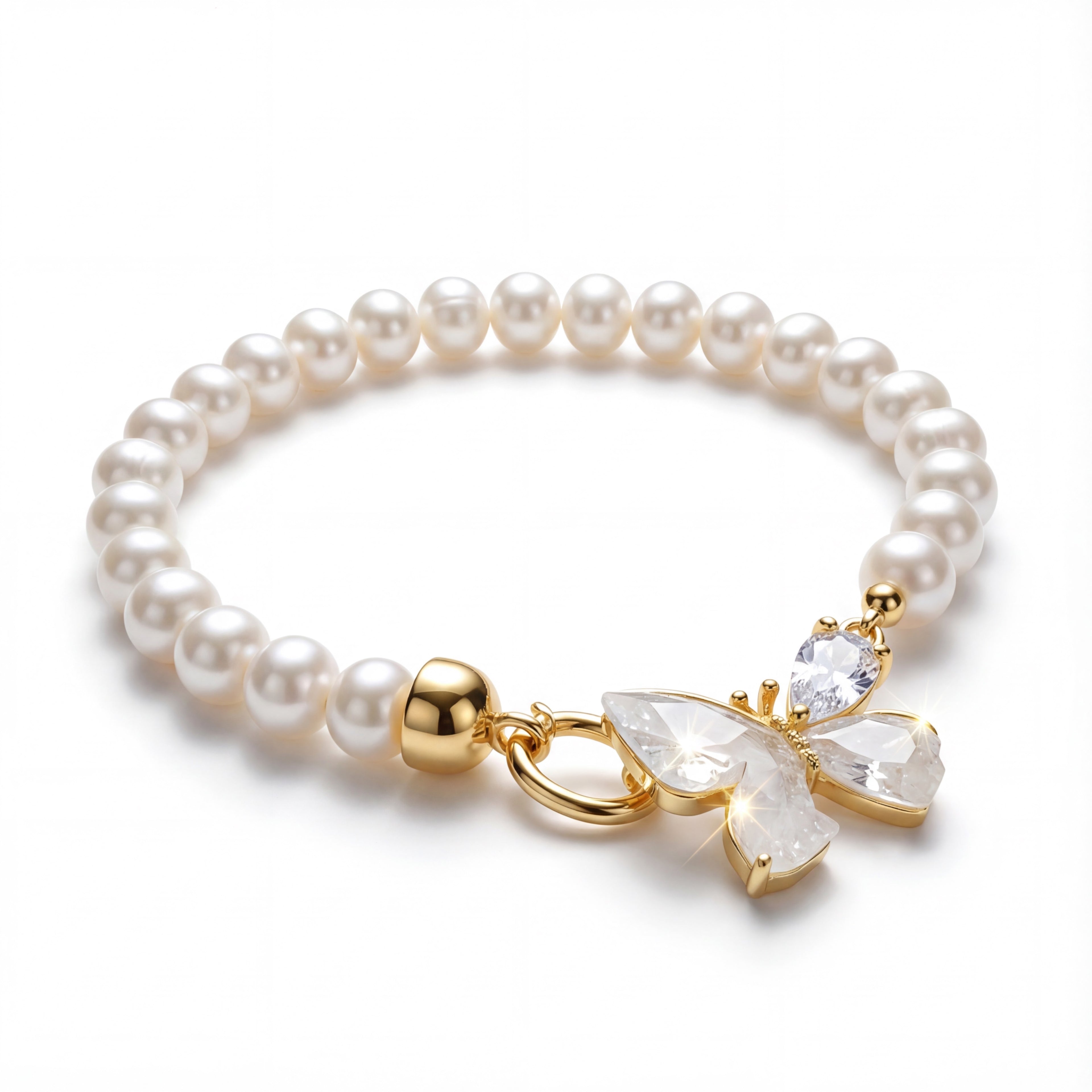 Korean Crystal Monarch & Luminous Pearl Bracelet : YUFSBR221