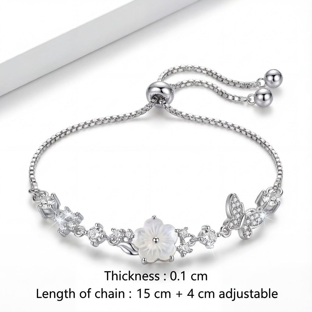 Korean Mother-Of-Pearl Blossom & Flower Bolo Bracelet : YUFSBR208