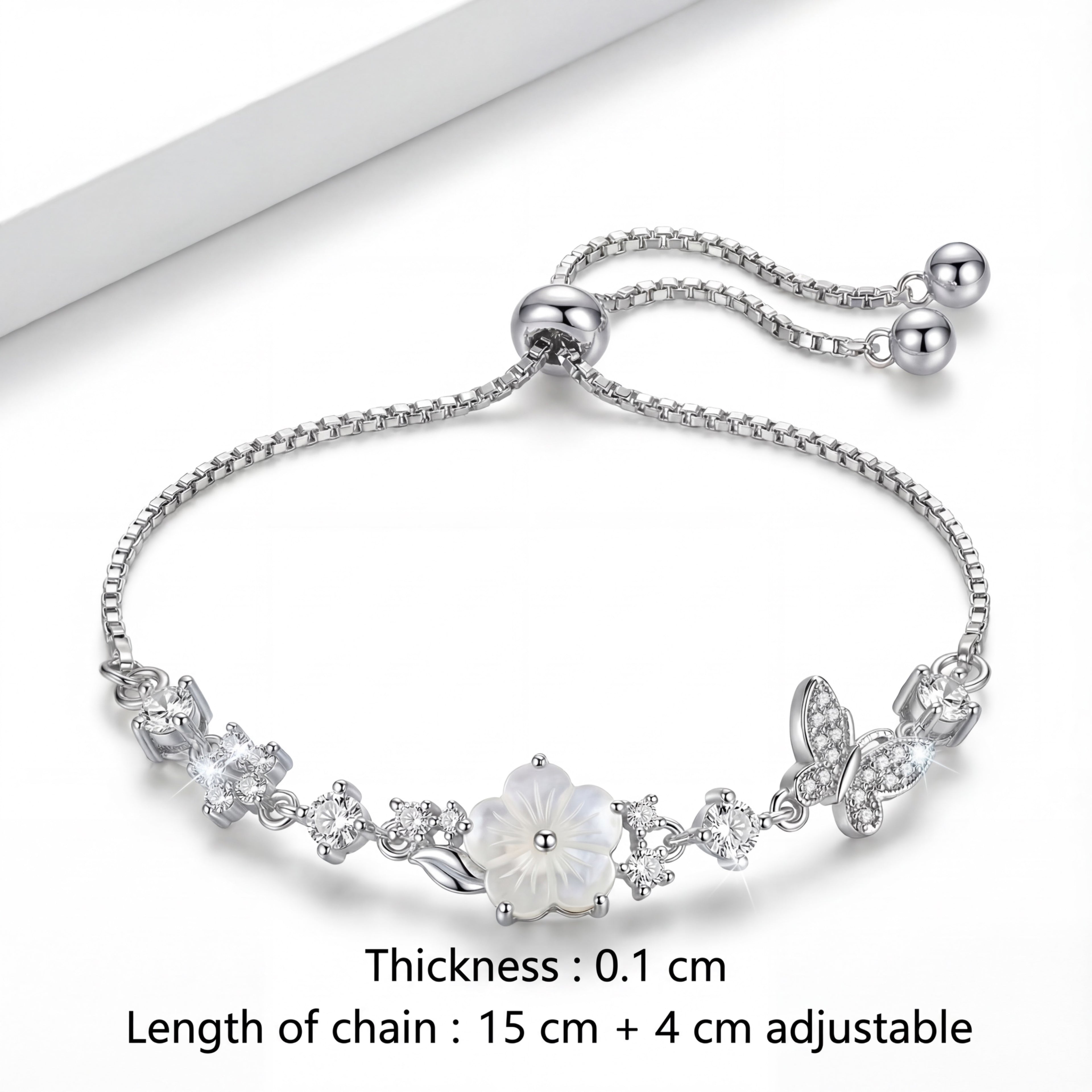 Korean Mother-Of-Pearl Blossom & Flower Bolo Bracelet : YUFSBR208