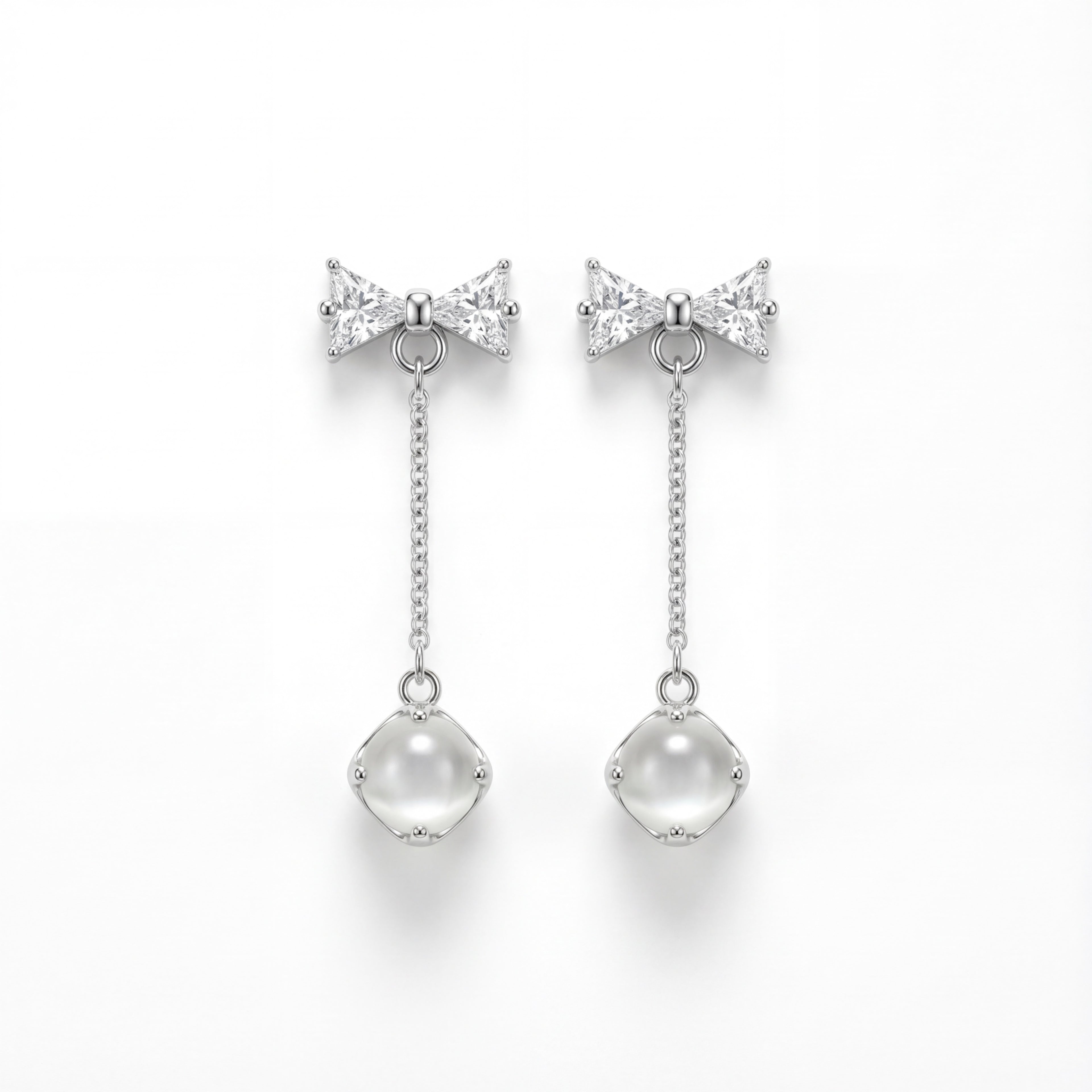 Korean Bow & Moonstone-Style Drops : YUFSER258
