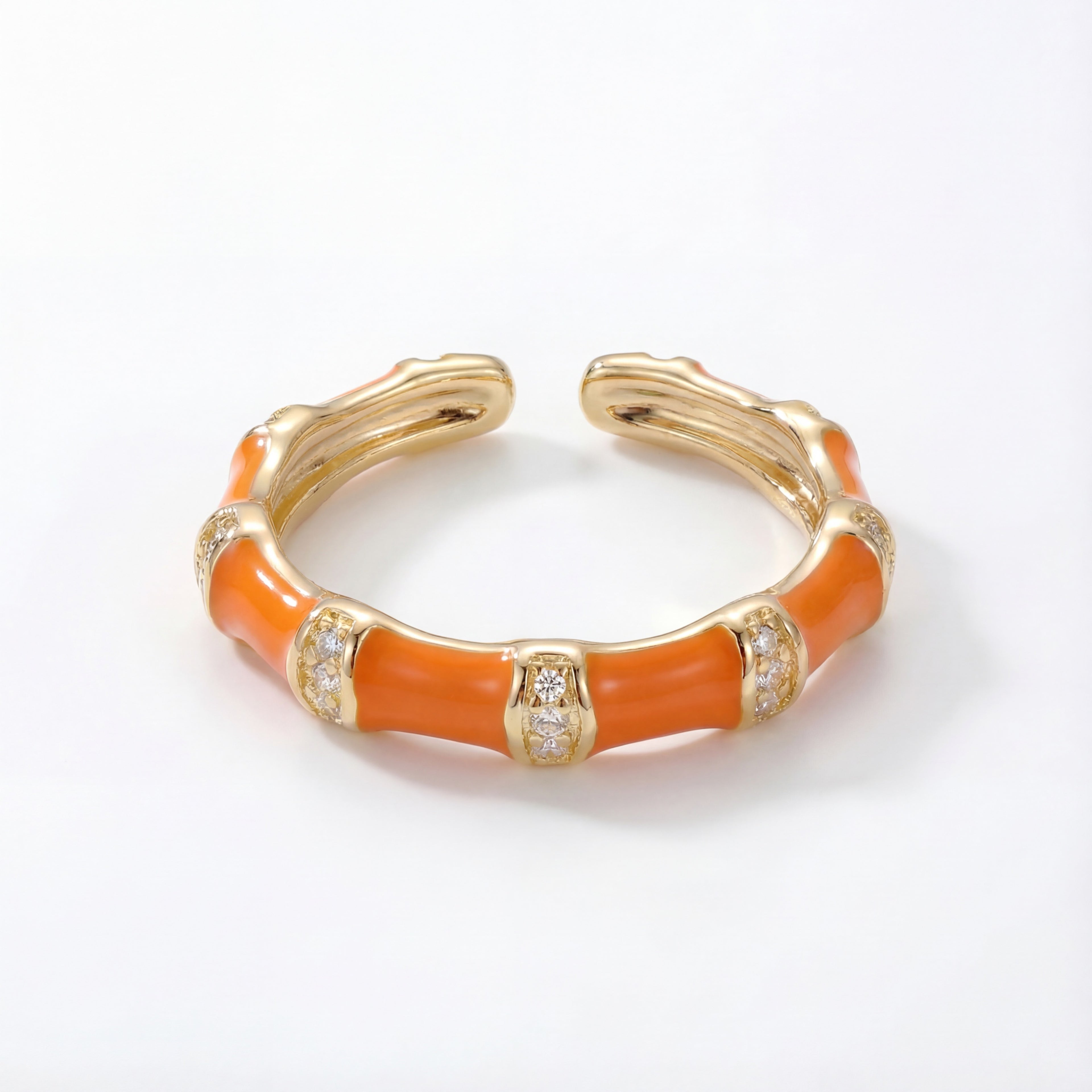Korean Ivory Enamel & Gold Bamboo Wrap Ring : YUFSRG005-OG