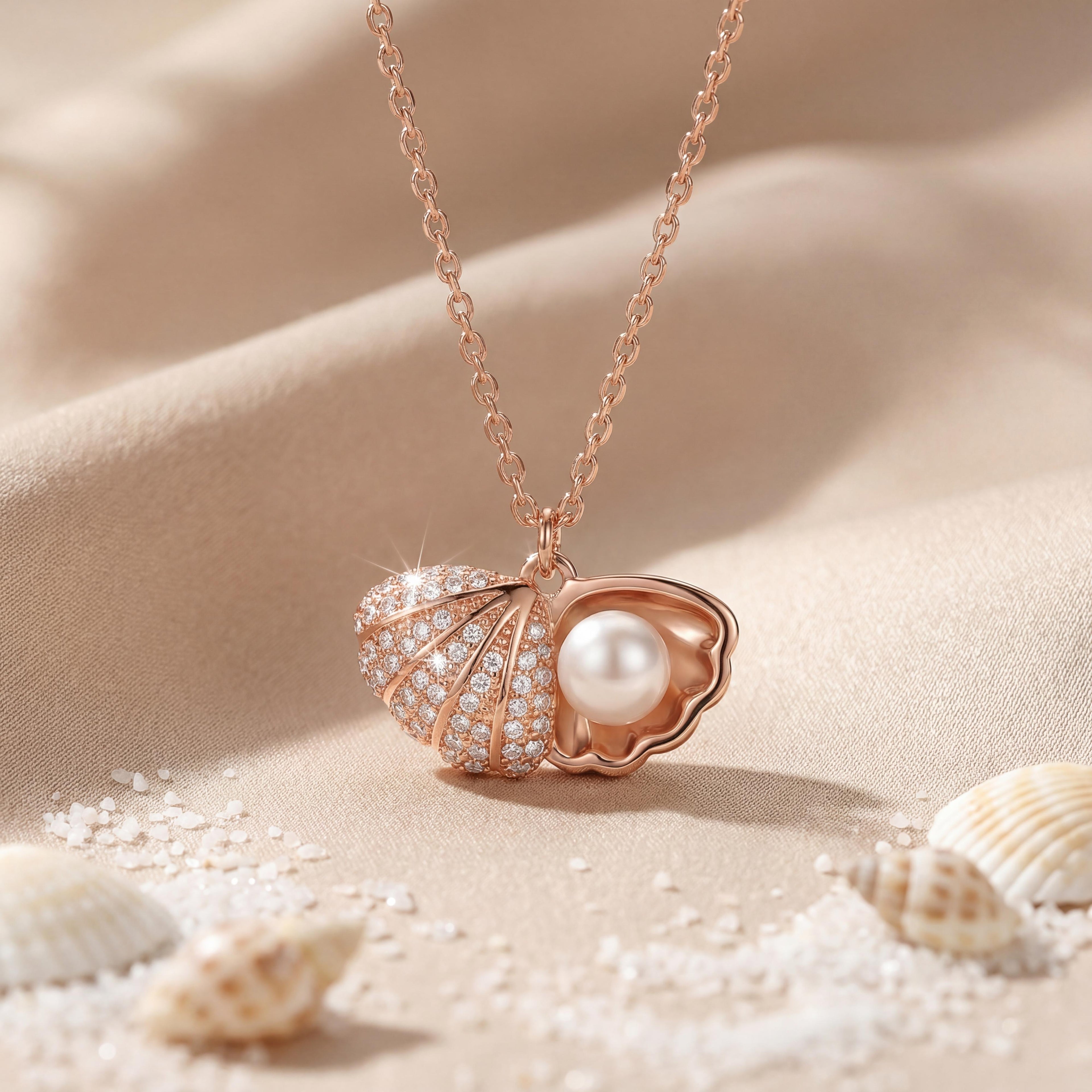 Themermaid'S Treasure" Double Shell & Pearl Necklace : YUFSNL210