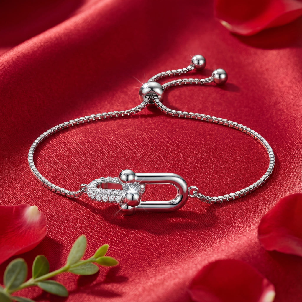 Korean Pavé Link Hardware Bolo Bracelet : YUFSBR210