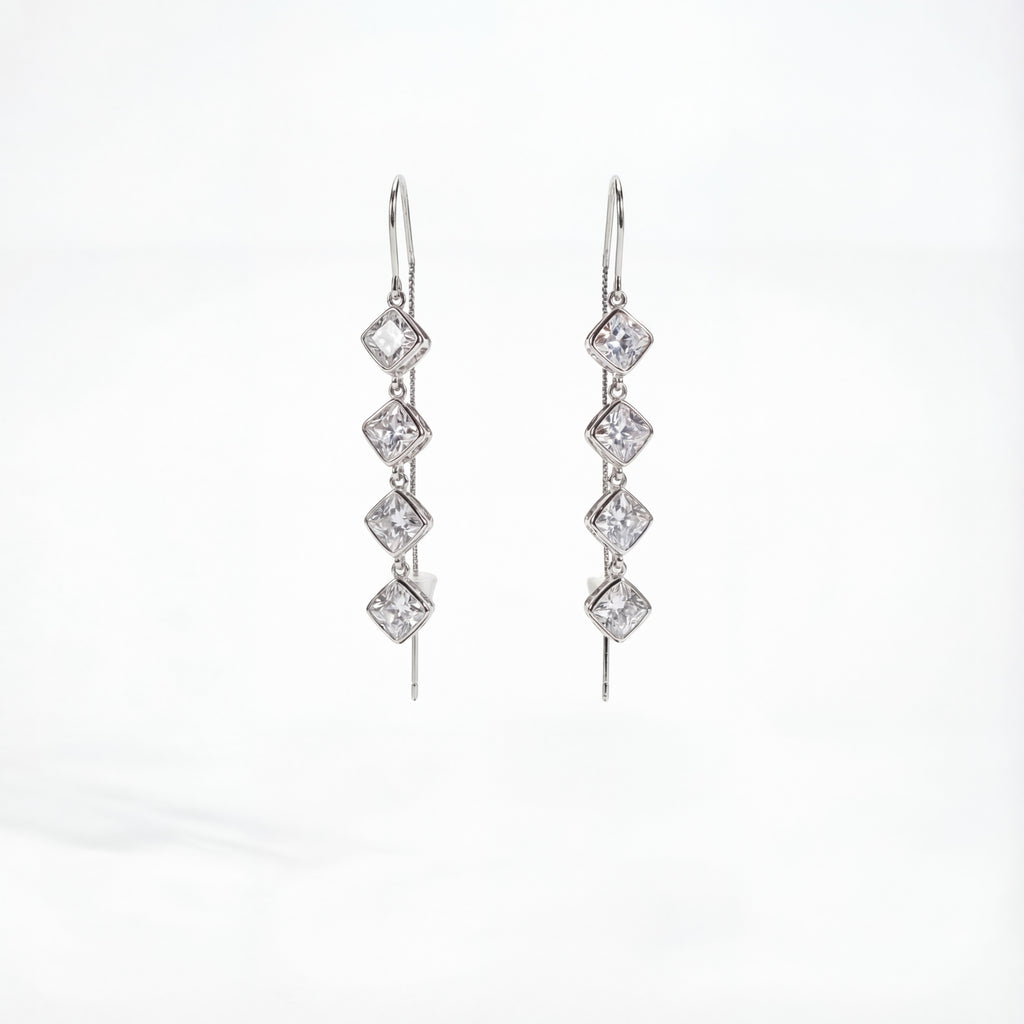 Korean Geometric Linear Drop Earrings : YUFSER247