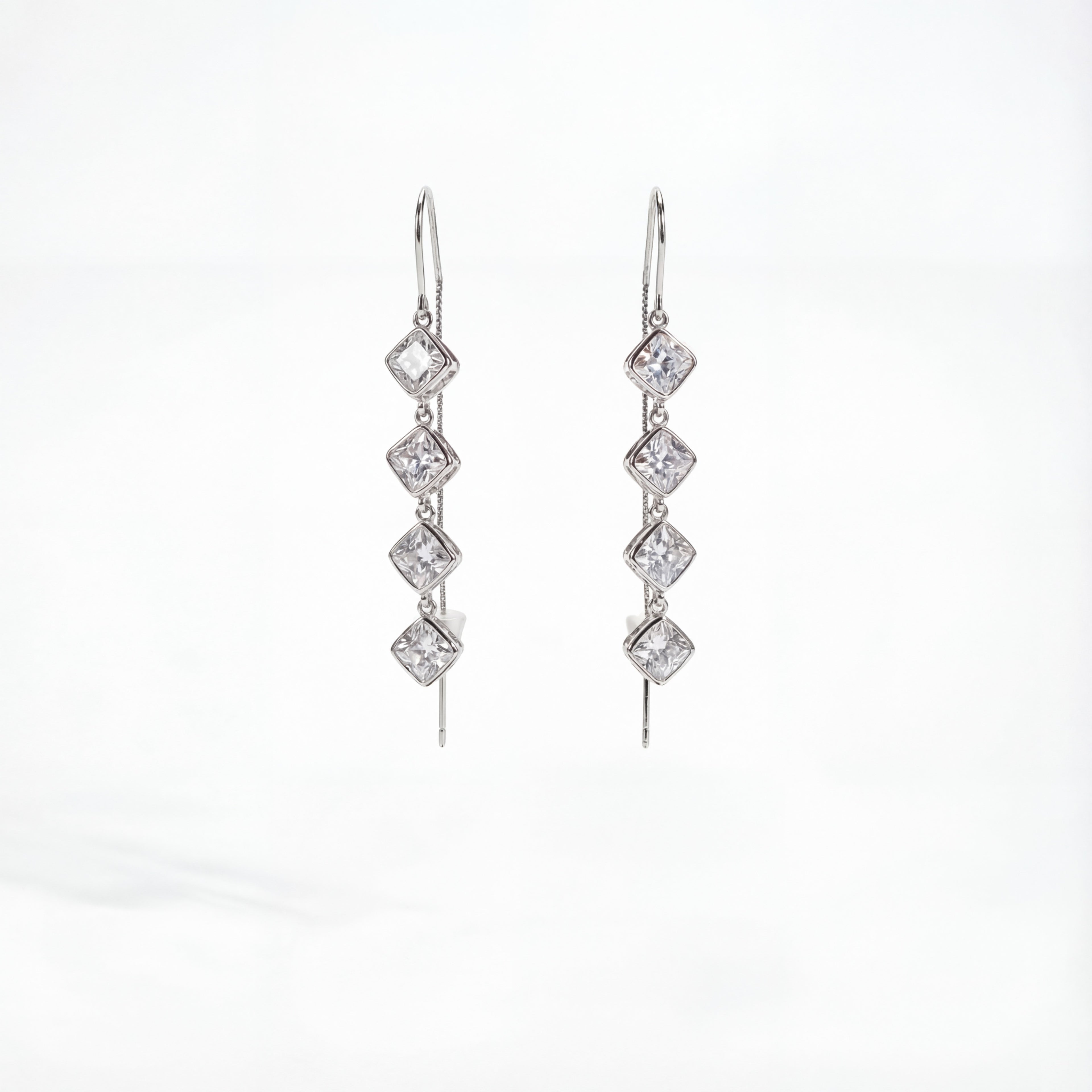 Korean Geometric Linear Drop Earrings : YUFSER247