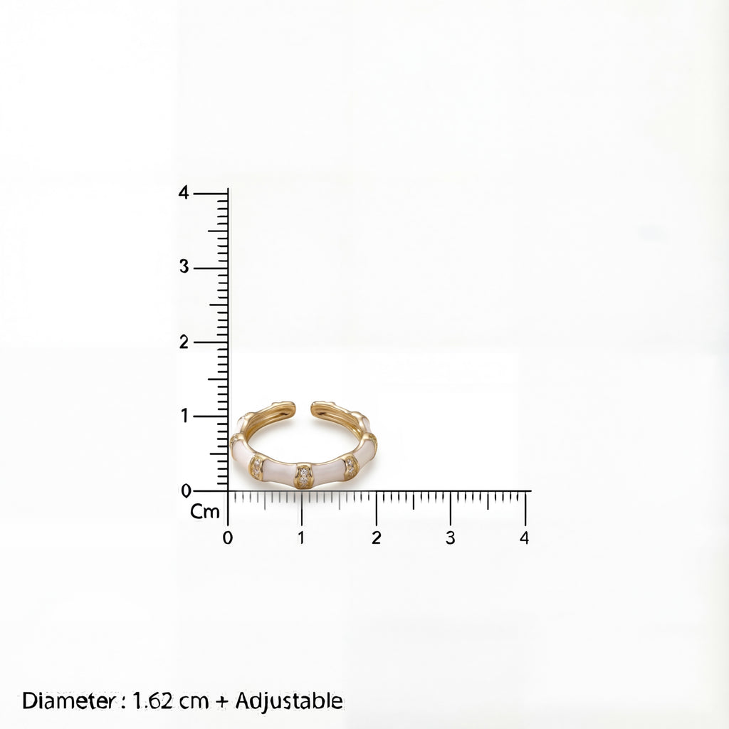 Korean Ivory Enamel & Gold Bamboo Wrap Ring : YUFSRG005-WH